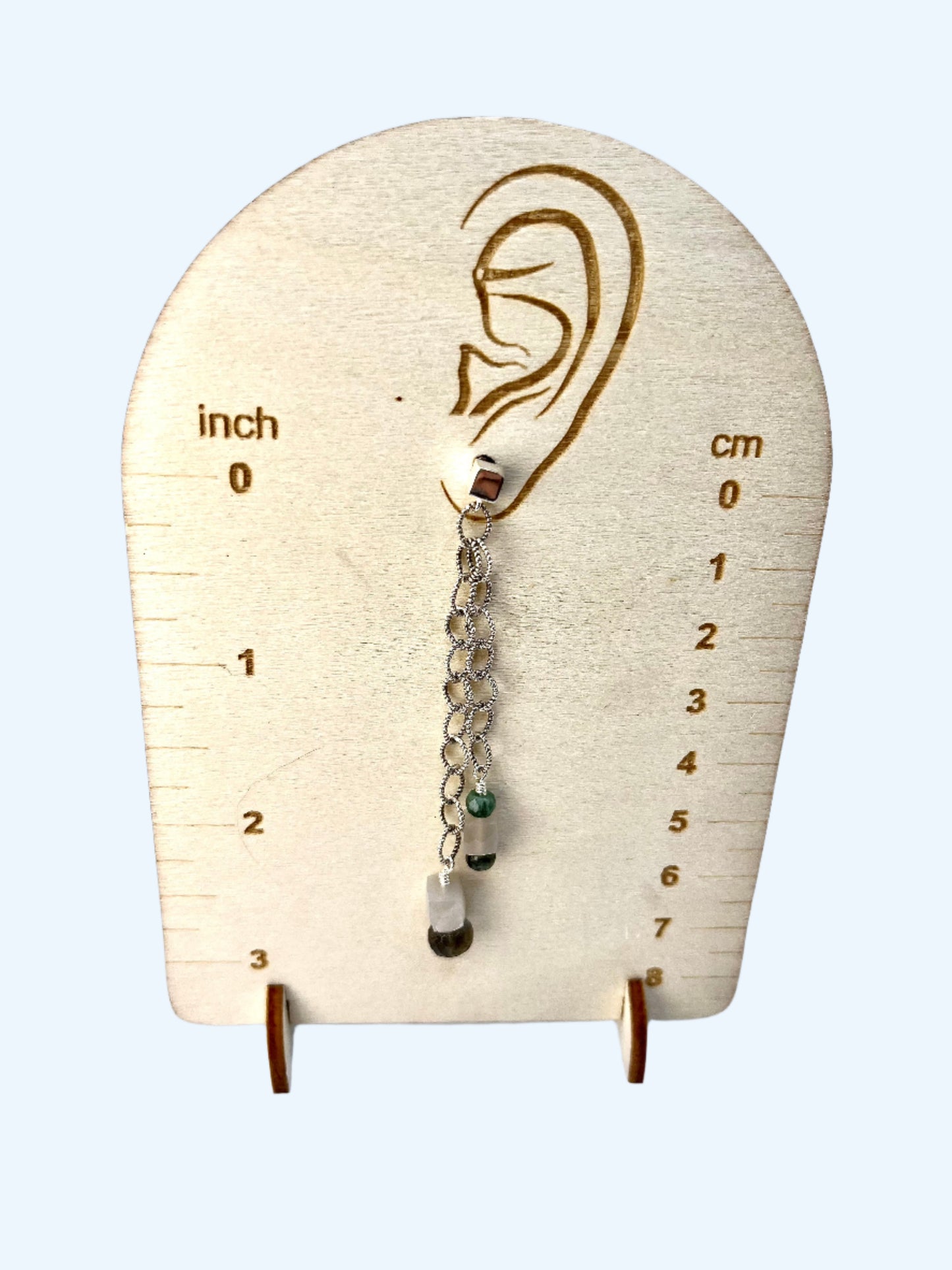 Moonstone & Emerald Chain Earrings