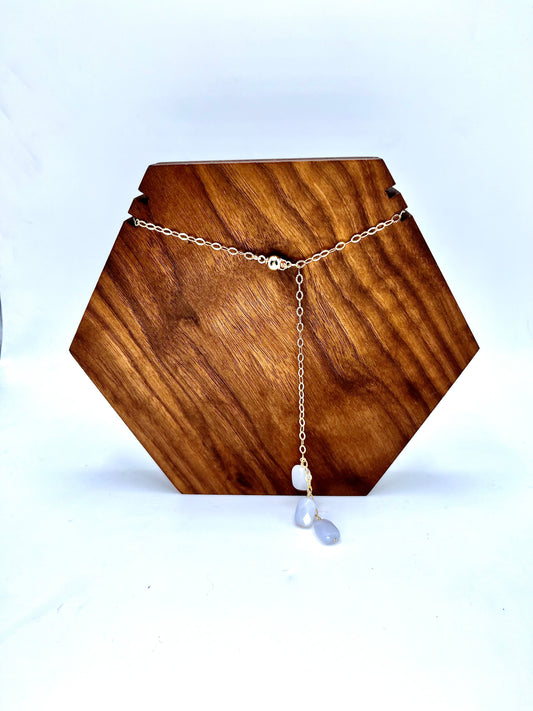 Blue Chalcedony Lariat Necklace